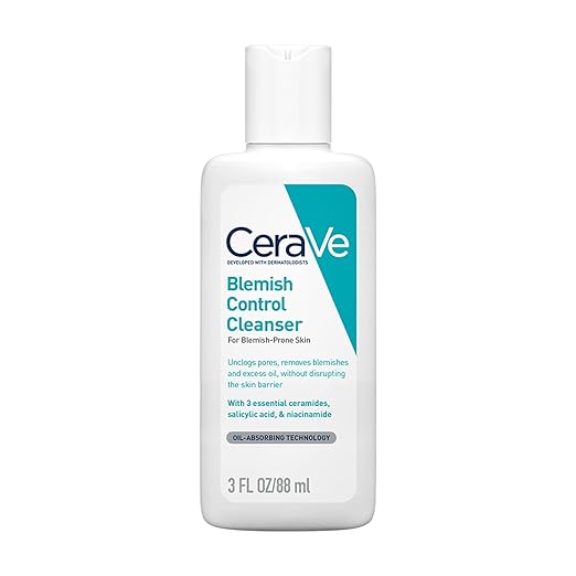 CeraVe Blemish Control Cleanser with 2% Salicylic Acid & Niacinamide for Acne Prone Skin, Controls Acne & Spots, Unclog Pores & Reduces Blemishes 88ml