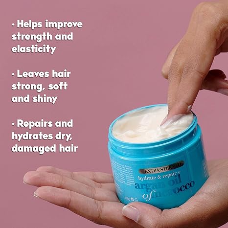 OGX Extra Strength Hydrate Repair + Argan Oil of Morocco Hair Mask Deep Moisturizing Conditioning Treatment, Citrus, 6 Ounce 168GM