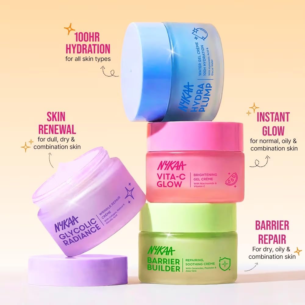 Nykaa Glycolic Radiance Wrinkle Repair & Glow Creme, Grease-Free, for Dull Dry & Combination Skin (50ml)