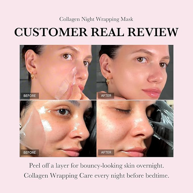 Medicube Collagen Overnight Wrapping Peel Off Facial Mask Pack - Elasticity & Hydration Care, Reduces Sagging & Dullness - Hydrolyzed Collagen For Glowing Skin - Korean Skin Care 75ml