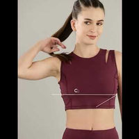 Enamor Shelf Bra Crop Vest | Crew Neck Vest With In-Built Shelf Bra Support | Hugged Fit E123