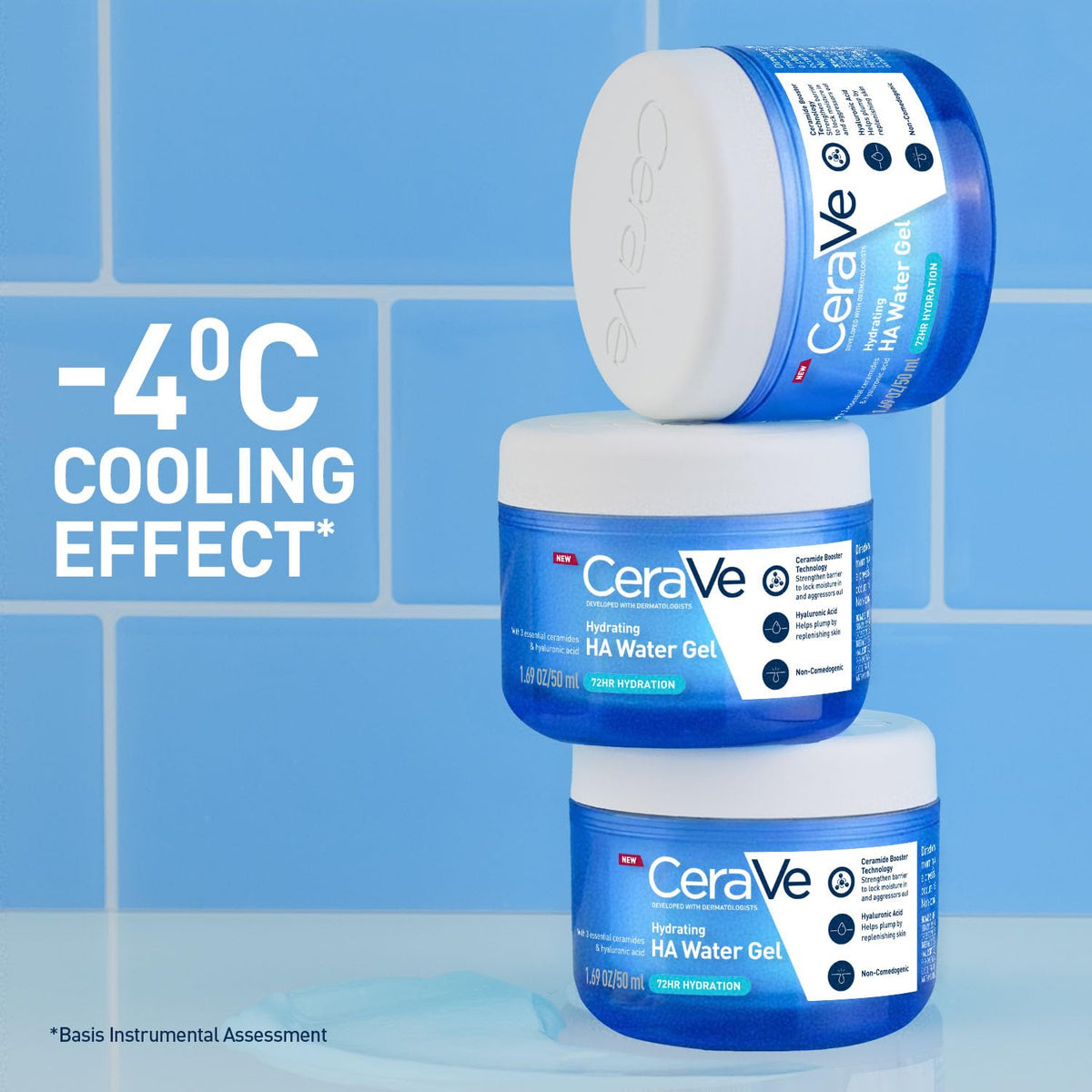 CeraVe HA Water Gel with Hyaluronic Acid, Ceramides & Niacinamide for Plumpy hydration Oil-free gel moisturizer 3 sec fast absorption Dermat recommended for Women & Men 50 mL l