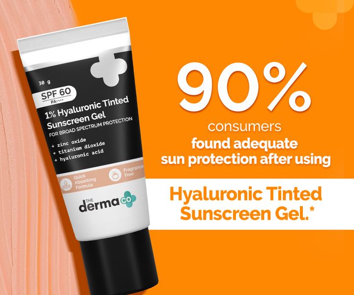 The Derma co 1% Hyaluronic Tinted Sunscreen Gel with SPF 60 & PA++++ for Broad Spectrum Protection - 30g