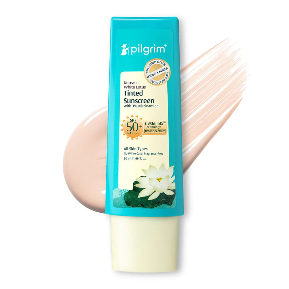 pilgrim Korean White Lotus Tinted Sunscreen SPF 50+ PA++++ 50ml