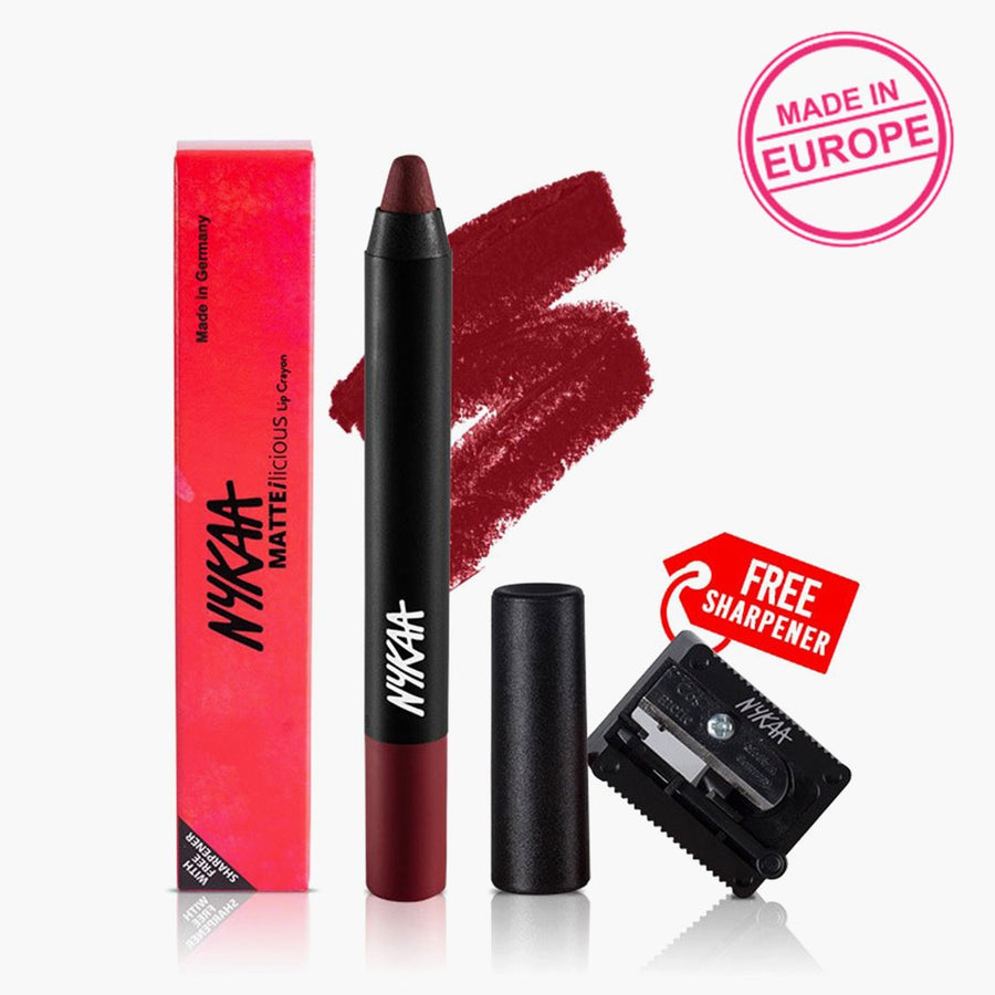 NYKAA Matte-ilicious Lip Crayon Lipstick Perfect Plum 02