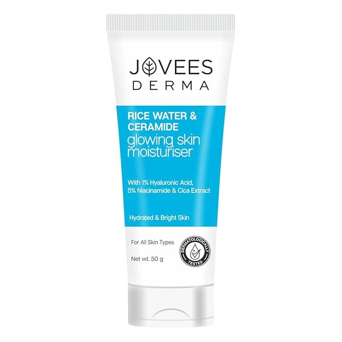 Jovees Derma Ceramides Moisturizer with Hyaluronic & Rice Water for Intense Moisturizing and Brightens Skin | With Niacinamide & Cica Extract | Barrier Repair Cream | For All Skin Type 50g