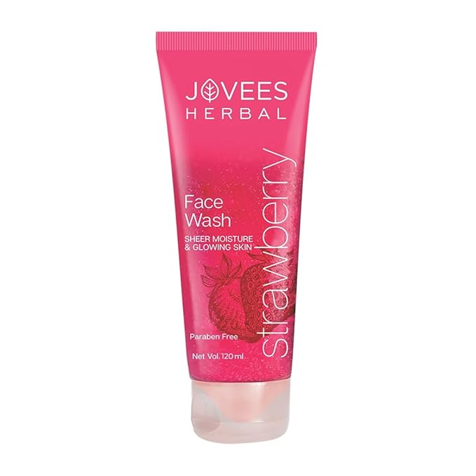 Jovees Herbal Strawberry Face Wash For Hydrating & Glowing Skin with Strawberry Ext. | Gentle Cleanser For Brightens Skin, Removes Pigmentation 120ml