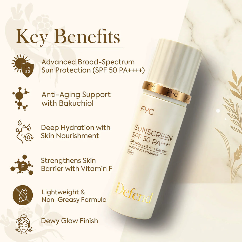 FYC Sunscreen SPF 50 PA++++ | Lightweight Broad Spectrum Protection 100ml