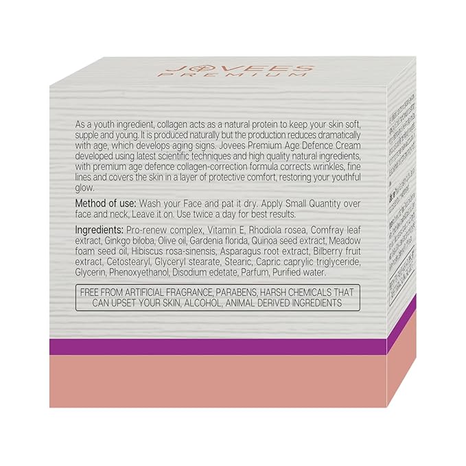 Jovees Premium Pro -Collagen Age Defence Cream | for Age Spots, Fine Lines and Wrinkles | Anti Aging formula For Women & Men | For All Skin Types Skin Types- 50g