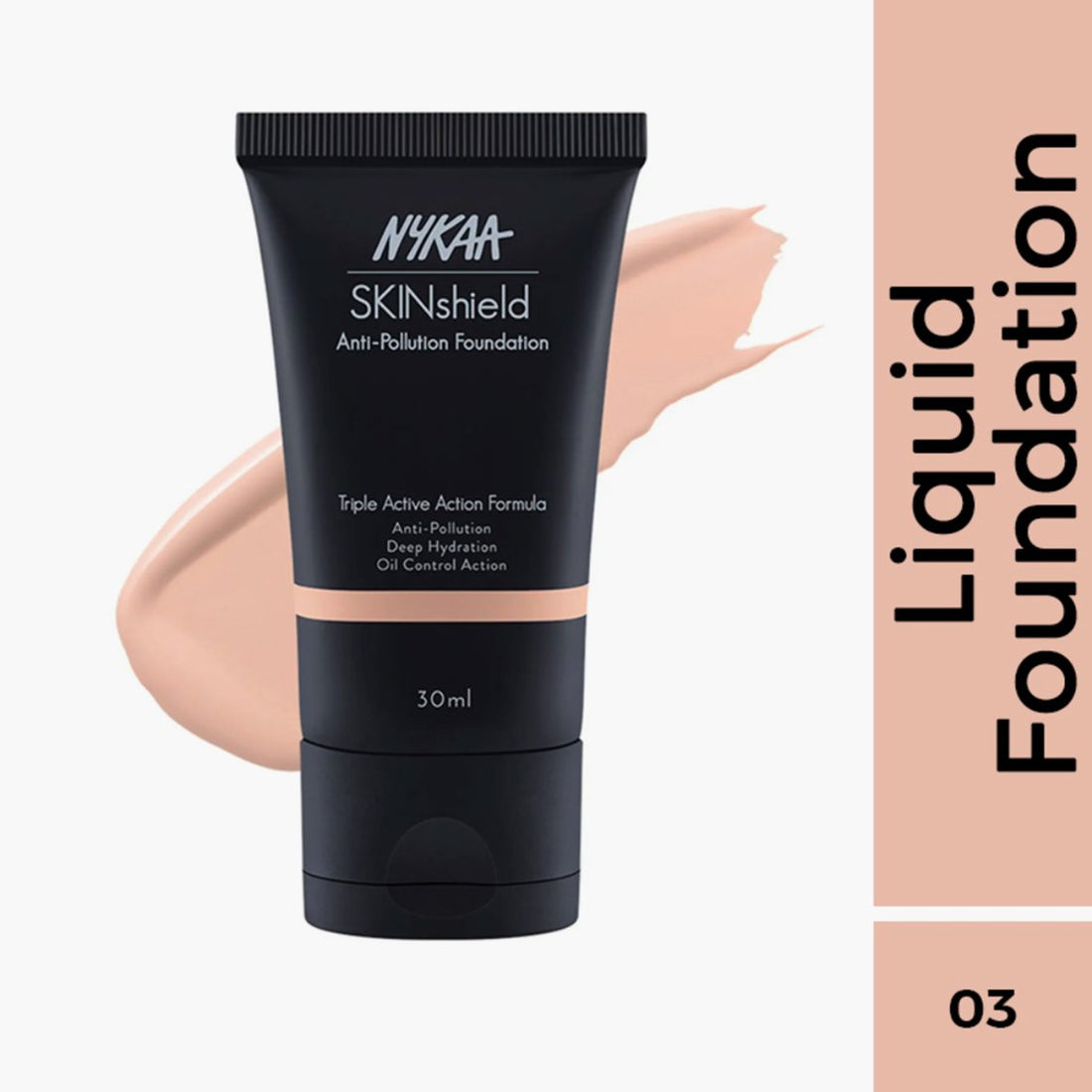 NYKAA SkinShield Anti-Pollution Matte Foundation - Frisky Creme- 03 ( 30ml )