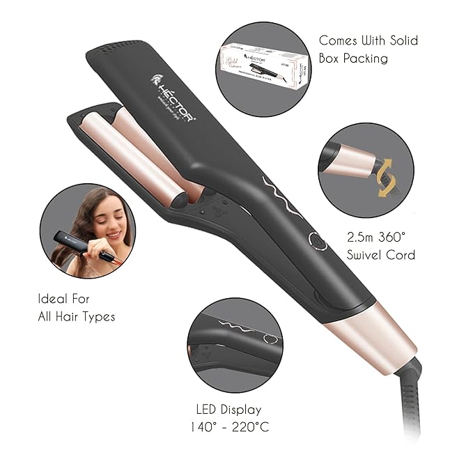 HECTOR Hair Waver, Corded Electric, Smoothening, Black HT-HW 88
