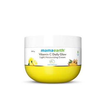 Mamaearth Vitamin C Daily Glow Light Moisturizing Cream with Vitamin C & Turmeric For Face, Hand & Body | 24H Moisturization | Quick Absorbing, Non-Greasy | Soft Moisturizer 200g