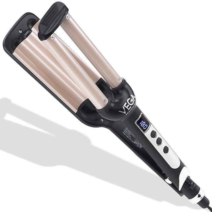 Vega Professional Pro Gold Ceramic Shine Hair Straightener Black-Rose Gold