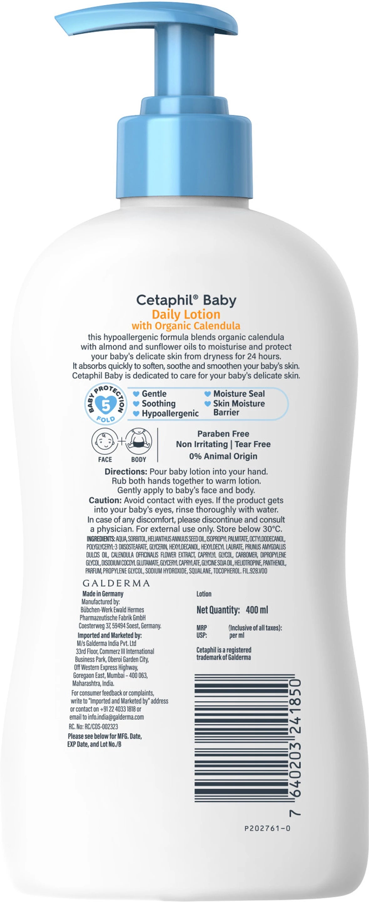 Cetaphil BABY DAILY LOTION WITH ORGANIC CALENDULA FACE AND BODY (400 ml)