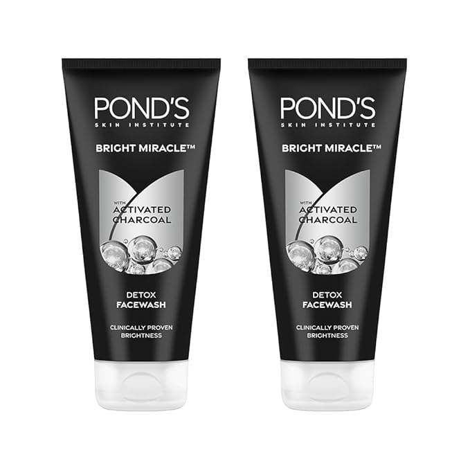 POND's Ponds Bright Miracle Detox Facewash With 10X Power Of Charcoal, 200Gm (Pack Of 2)