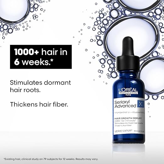 L’Oréal Professionnel Serioxyl Advanced Hair Growth Serum for scalp | Powered by Stemoxydine 5% + Resveratrol | Stimulates dormant hair roots and thickens hair fibre | Hairgrowth serum for men and women