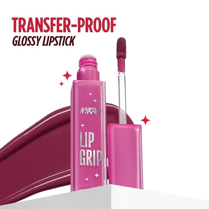 Nykaa Lip Grip No-Transfer Gloss Intense Shine Liquid Lipstick Gloss Intense Shine Liquid Lipstick 2ml