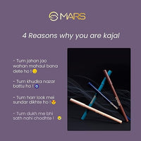 MARS Won'T Smudge Won'T Budge Smooth Glide Matte Kajal | Long Stay & Waterproof (1.4G) (03-Velour Black)