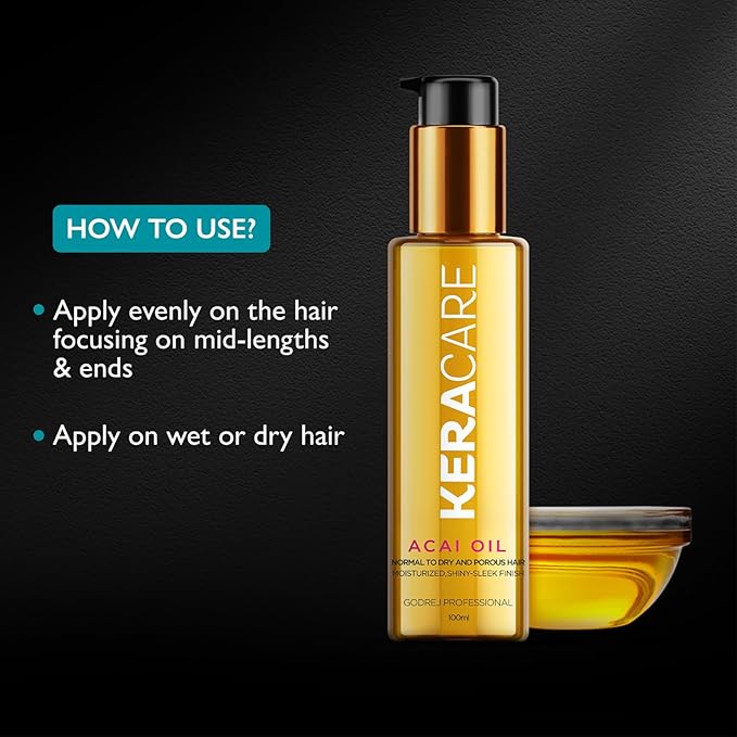 Godrej Professional Keracare Acai Oil (100ml) | Paraben and Sulphate-free | Infused with Acai Berries and Antioxidants | Revive Dry and Porous hair