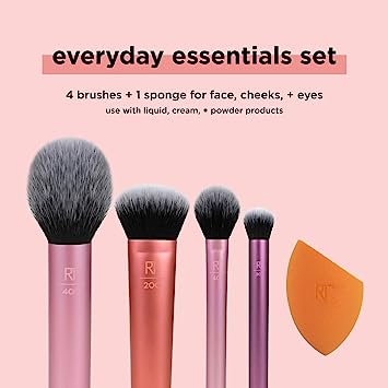 Real Techniques By Sam &amp; Nic Everyday Essentials For Blush+Foundation+Shadow+Highlighter+Concealer+Sponge No-400-300-402-200