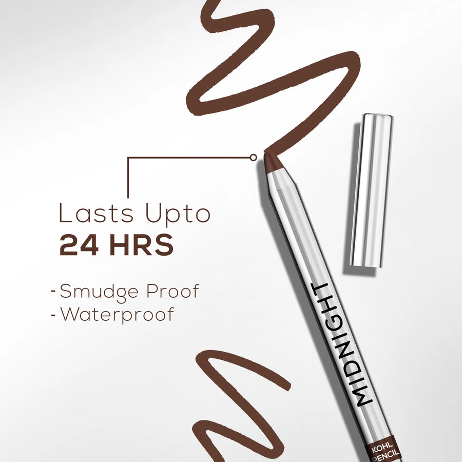 RENEE Midnight Kohl Pencil One-Swipe-Application with rich color Payoff - Smudgeproof and waterproof - Enriched with Vitamin E, Olive Oil and Castor Oil - 1.5 Gm