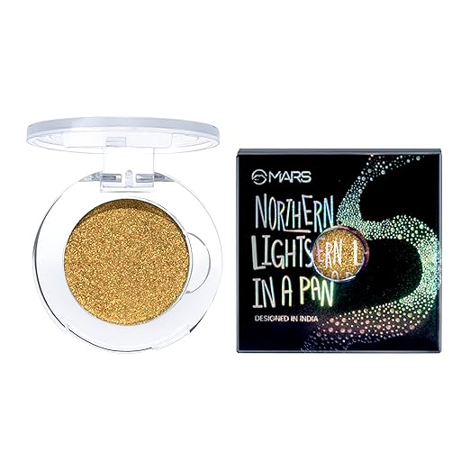 MARS Northern Lights in a Pan Powder Based Shimmery Eyeshadow Palette, 5g Swirling Sweden | Longlasting, With a High Shiny Finish | Intense Coverage | Highly Pigmented (ES03-01) (Gold)