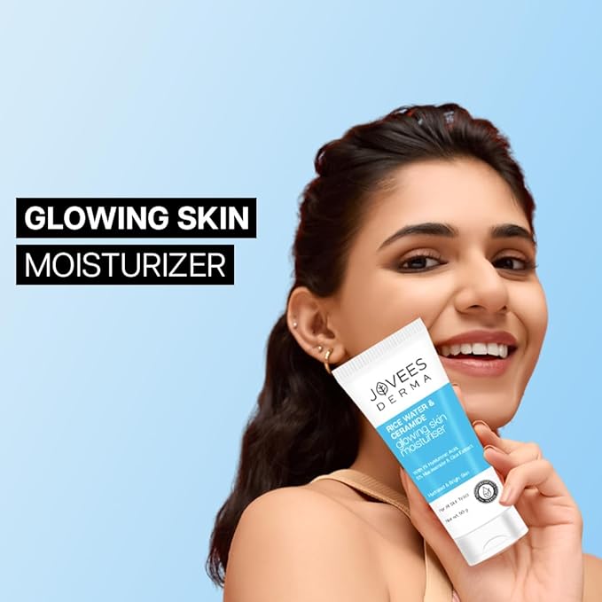 Jovees Derma Ceramides Moisturizer with Hyaluronic & Rice Water for Intense Moisturizing and Brightens Skin | With Niacinamide & Cica Extract | Barrier Repair Cream | For All Skin Type 50g