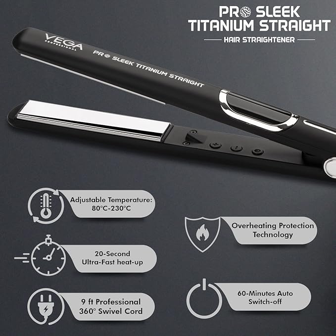 Vega Professional Pro Sleek Titanium Straight Hair Straightener