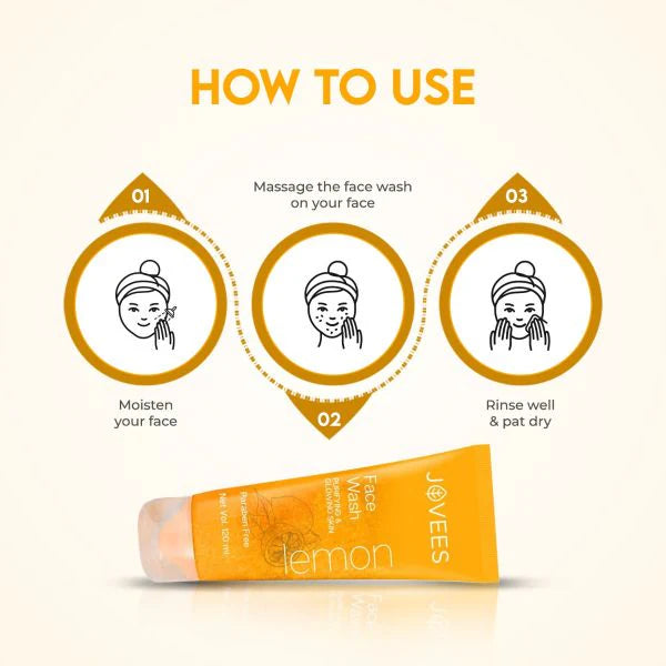 Jovees Lemon Face Wash With Lemon, Orange Peel & Kakadu Plum Extract 120ml