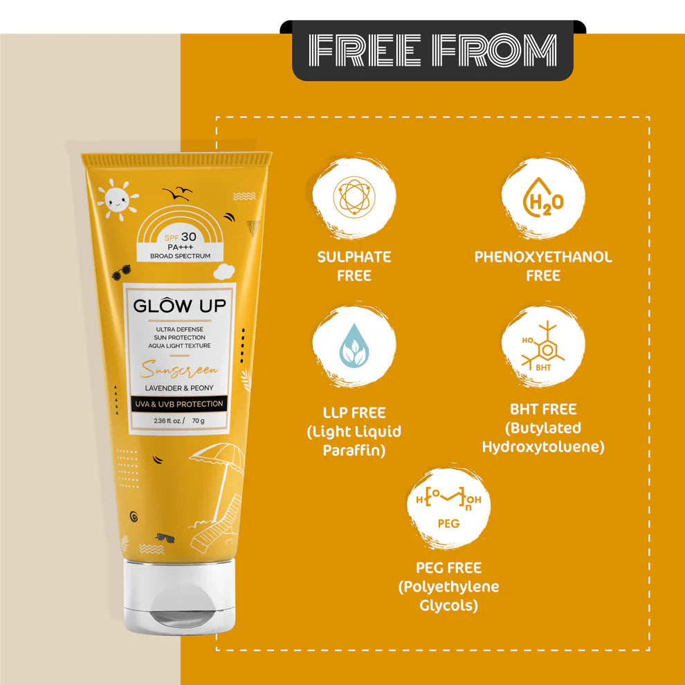 Glow Up SUNSCREEN WITH SPF 30 LAVENDER & PEONY - 70g