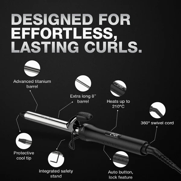 Ikonic Professional Curling Tong Ceramic Shine infused Barrel Heat Ready indicator System CT-25