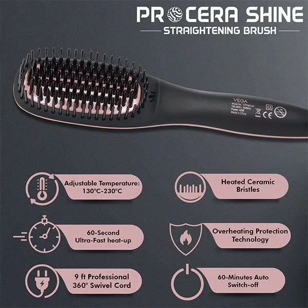 Vega Professional Pro Cera Shine Hair Straightening Brush