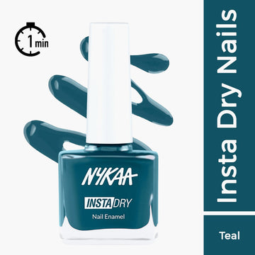 Nykaa Insta Dry Fast Drying Nail Enamel Polish Teal Tag 331 - Teal (9ml)