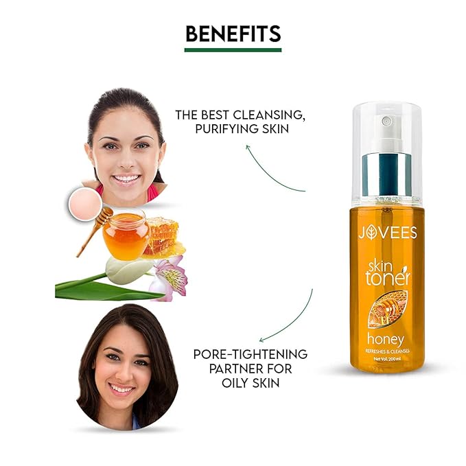 JOVEES Herbal Honey Toner for Hydrate and Glowing skin | Pore Tightening & Brightening Toner | Face Mist For Normal to Dry Skin | Paraben, Alcohol And Chemical Free 200ml