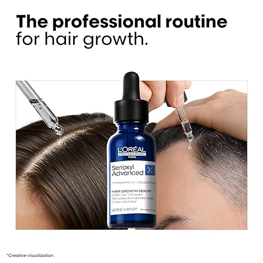L’Oréal Professionnel Serioxyl Advanced Hair Growth Serum for scalp | Powered by Stemoxydine 5% + Resveratrol | Stimulates dormant hair roots and thickens hair fibre | Hairgrowth serum for men and women