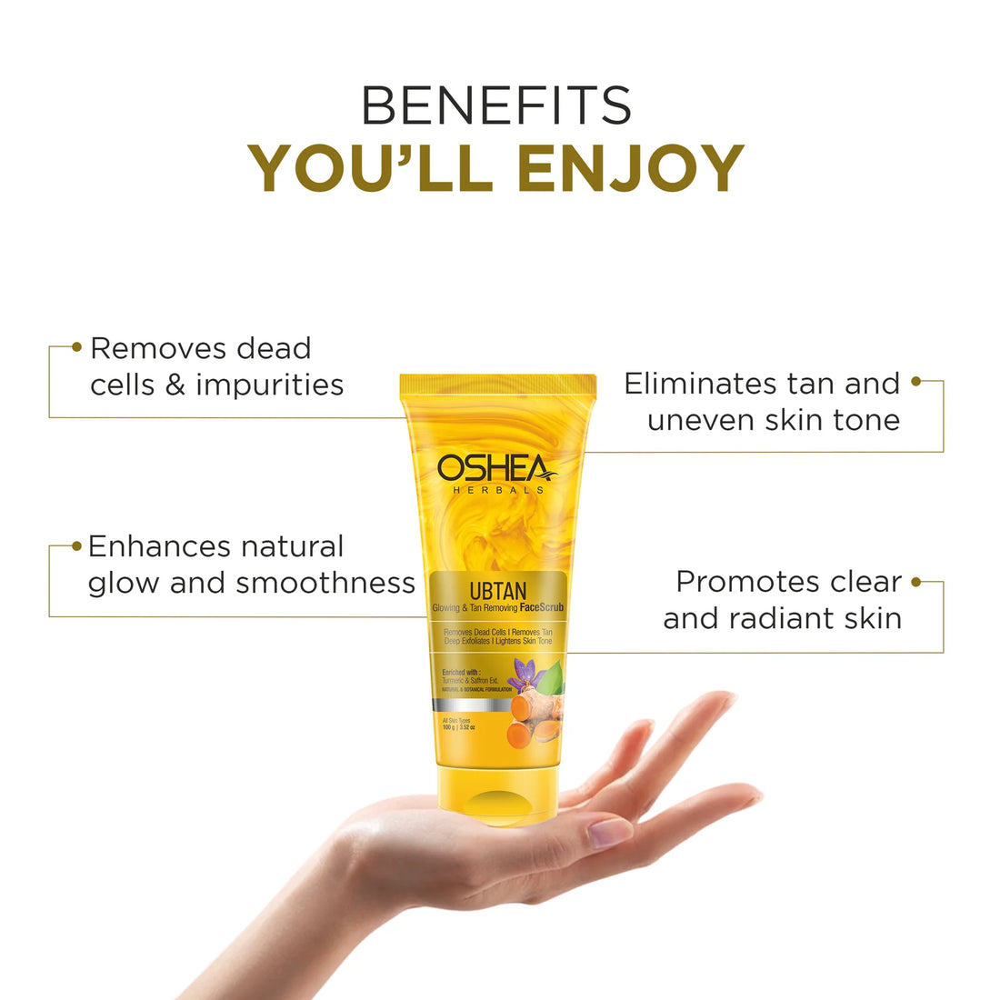 Oshea Herbals Ubtan Glowing & Tan Removing Face Scrub 100g