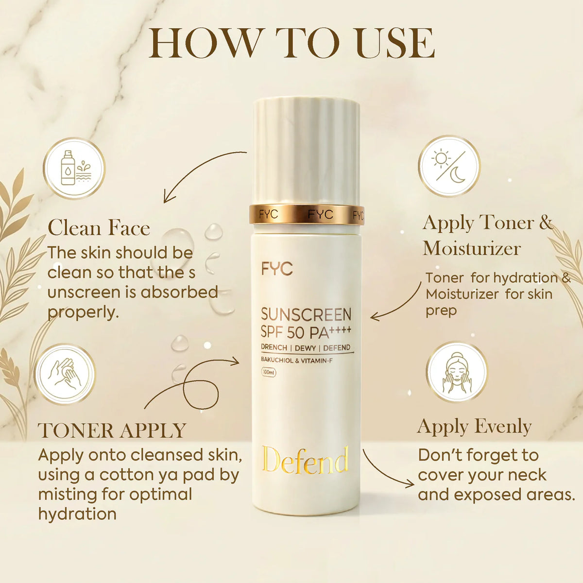 FYC Sunscreen SPF 50 PA++++ | Lightweight Broad Spectrum Protection 100ml