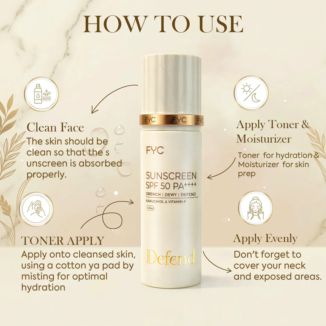 FYC Sunscreen SPF 50 PA++++ | Lightweight Broad Spectrum Protection 100ml