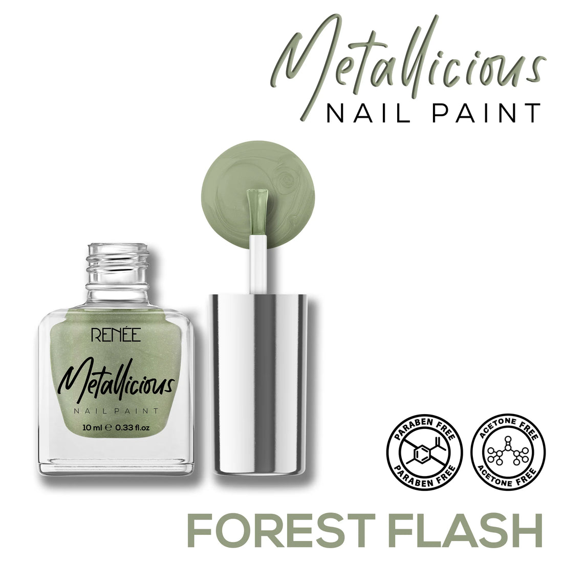 RENEE Metallicious Nail Paint 10ml Forest Flash