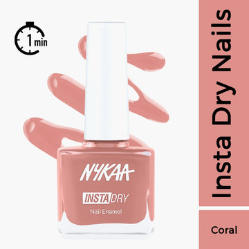Nykaa Insta Dry Fast Drying Nail Enamel Polish Coral Chat 347 - Coral (9ml)