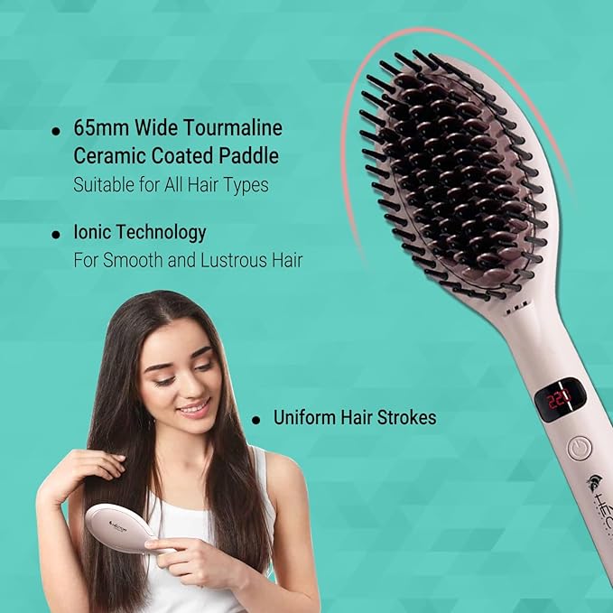 Hector Professional Hair Straightening Brush, The Speed Styler for Smooth Styling with Adjustable Temperature Control