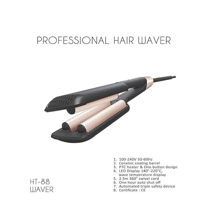 HECTOR Hair Waver, Corded Electric, Smoothening, Black HT-HW 88