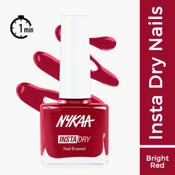 Nykaa Insta Dry Fast Drying Nail Enamel Polish Reeling Red 337 - Bright Red (9ml)