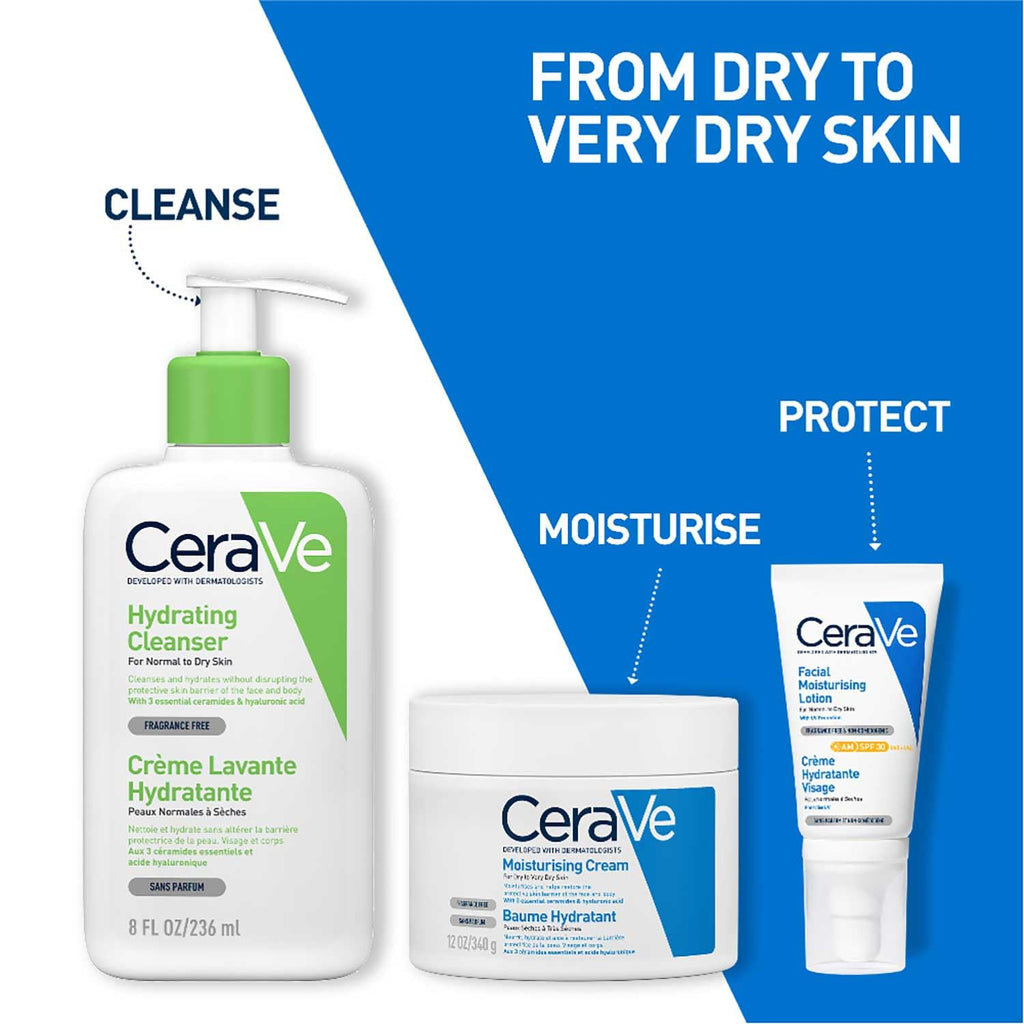 CeraVe Moisturizing Cream For Dry To Very Dry Skin 340g (Made In India)