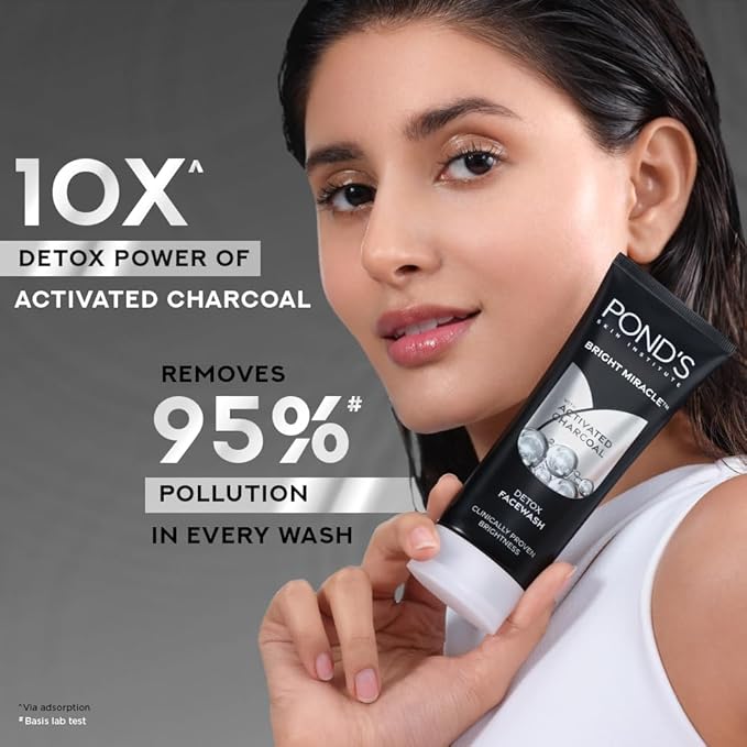 POND's Ponds Bright Miracle Detox Facewash With 10X Power Of Charcoal, 200Gm (Pack Of 2)