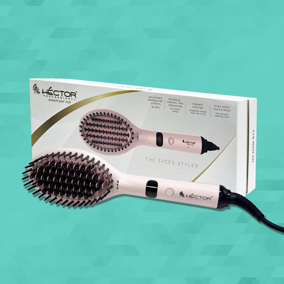 Hector Professional Hair Straightening Brush, The Speed Styler for Smooth Styling with Adjustable Temperature Control