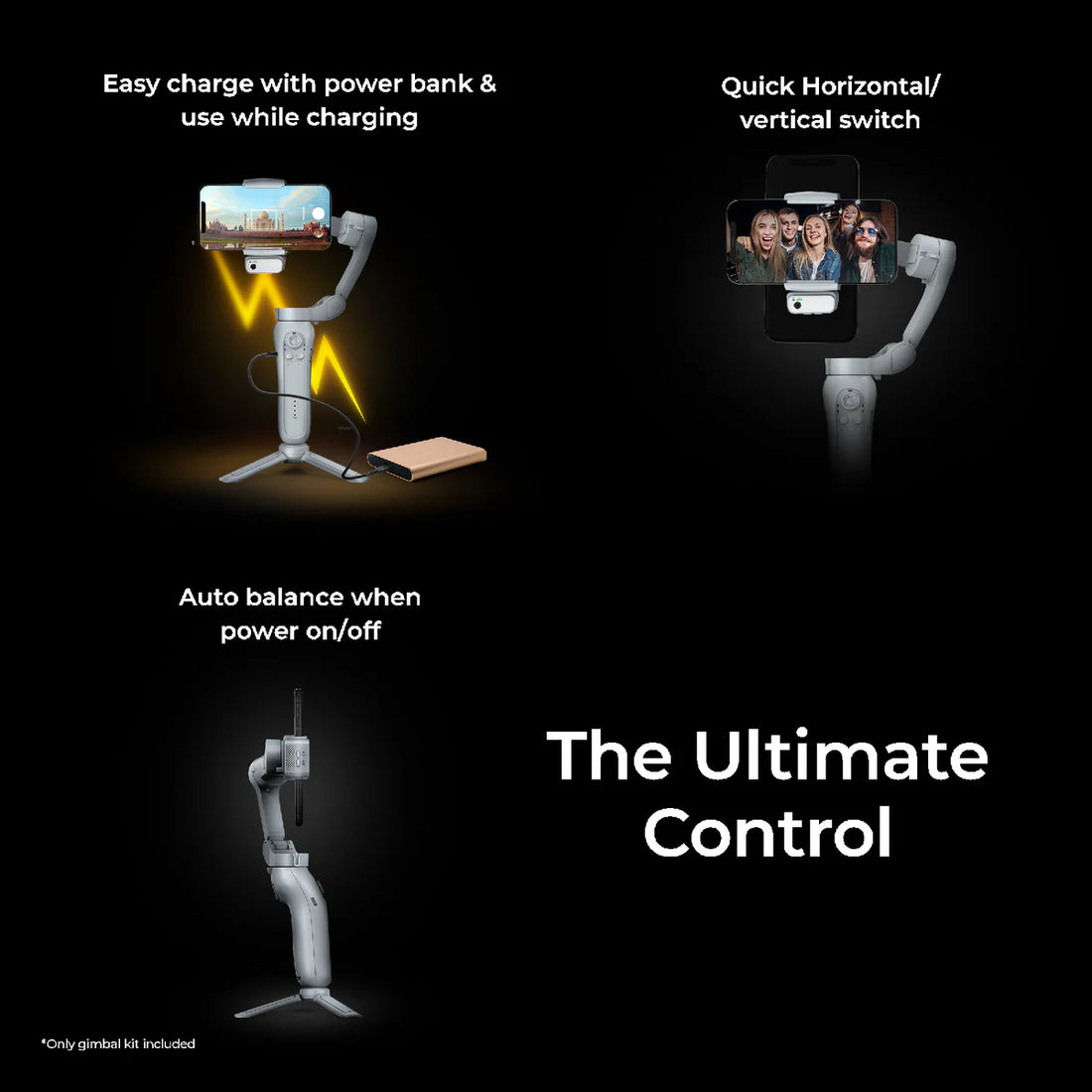 Digitek DSG-007F AI 3 Axis Wide Angle Smartphone Gimbal with AI Tracker & 5 hrs Working time