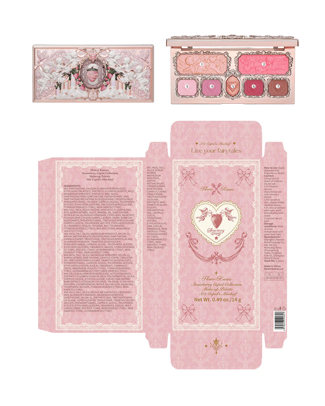 Flower Knows Strawberry Cupid Makeup Palette S02 Cupids Mischief