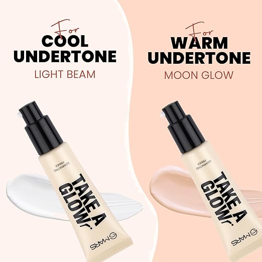 MARS Take a Glow Illuminating Primer | Blurs Pores | Dewy Finish Primer for Face Makeup (30ml) 01-MOON GLOW