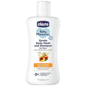 Chicco Baby Moments Gentle Body Wash & Shampoo No Tears Qats Extract And Apricot 0% 200ml